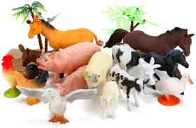 Farm Animals Figures Toys, 26PCS Realistic Jumbo Plastic Farm Figurines Playset inclui cercas, aprendendo brinquedos educacionais para meninas meninos banho cupcake topper conjunto de aniversário