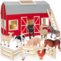 Farm Animals Toys Wooden Barn Farm com bonecos para crianças de 3 anos ou mais Farm Animals Toys Wooden Barn Farm com bonecos para crianças de 3 anos ou mais