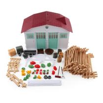 Farm DIY Toy Blue Farm House Building Game Fence Stall