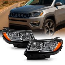 Faróis AKKON Fits 2017-2022 Jeep Compass Halogen OE Black