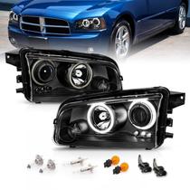 Faróis AmeriLite 06-10 Dodge Charger com Anéis Halo LED Faróis AmeriLite 06-10 Dodge Charger com Anéis Halo LED