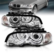 Faróis AmeriLite BMW E46 1999-2001 Conjunto Halo Cromado