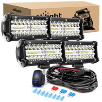 Faróis de LED Nilight - Kit com 4 Peças de 120W (6,5 Polegadas) - Spot e Flood