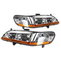 Faróis de veículos DNA MOTORING 98-02 Honda Accord Chrome Amber