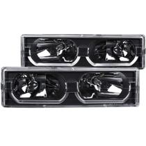 Farol ANZO USA 111299 Preto/Transparente Low-Brow para Caminhão Chevy Farol ANZO USA 111299 Preto/Transparente Low-Brow para Caminhão Chevy