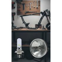 Farol Aro Cromado LED H4 P/ Cg Titan Fan 125/150 Farol Aro Cromado LED H4 P/ Cg Titan Fan 125/150