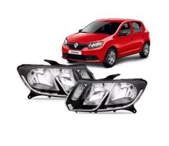 Farol Arteb Logan 2014 até 2019 - Sandero 2015 até 2019 - máscara negra - H1/H7