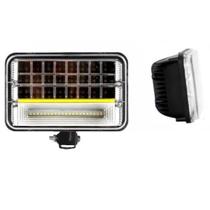 Farol Auxiliar 5" De Led Quadrado 126W Com linha Laranja para seta Soquete H4 Farol Auxiliar 5" De Led Quadrado 126W Com linha Laranja para seta Soquete H4