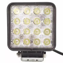 Farol Auxiliar Led Quadrado 16 Leds 3W 48 Watts base grossa 6000K 12V/24V iga de aluminio PMMA Colhedeira Tratores Uso Geral Farol Auxiliar Led Quadrado 16 Leds 3W 48 Watts base grossa 6000K 12V/24V iga de aluminio PMMA Colhedeira Tratores Uso Geral