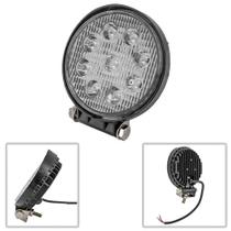 Farol Auxiliar Led Redondo 9 Leds Bivolt 27 Wats 6000 Kelvim Cristal - Fortluz Farol Auxiliar Led Redondo 9 Leds Bivolt 27 Wats 6000 Kelvim Cristal - Fortluz