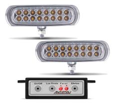 Farol Auxiliar Led Slim Estrobo Cromado 12v Ambar Ap958 Farol Auxiliar Led Slim Estrobo Cromado 12v Ambar Ap958