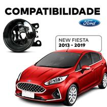 Farol Auxiliar Milha Policarbonato Aro Preto New Fiesta 2013 2014 2015 2016 2017 2018 2019