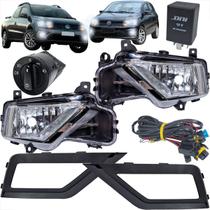 Farol auxiliar neblina gol voyage g8 saveiro g7 kit completo moldura botão original chicote instalação