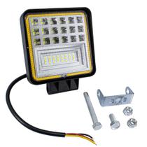 Farol Auxiliar Quadrado 42 Super Leds Cristal Bivolt 30W 6000K Duas Funções Farol Seta Carcaça Aluminio