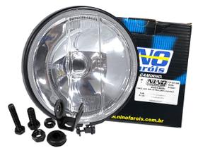 Farol Auxiliar Redondo Universal 140mm Longo Alcance Gol GT NINO F-13V 140mm METAL VIDRO Com Suporte