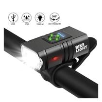 Farol Bicicleta 2 Led Cree Medidor Recarregável USB