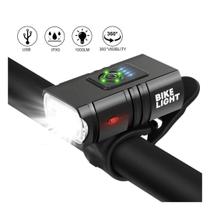 Farol Bicicleta 2 Led Cree Medidor Recarregável Usb