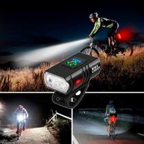 Farol Bike 2 Leds T6 Medidor De Bateria Digital - Bellator