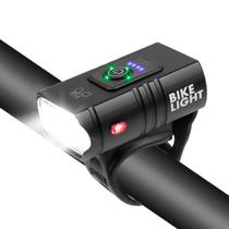 Farol Bike 2 LEDs T6 Recarregável USB 2500mAh - Preto