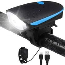 Farol Bike Led Com Buzina Recarregável LT-8527 Farol Bike Led Com Buzina Recarregável LT-8527