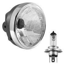 Farol Cg Titan 150 KSESESD Fan 150 Ano 2004 a 2013 Aro Cromado de Aço / Acompanha Lâmpada Biodo H4 Farol Cg Titan 150 KSESESD Fan 150 Ano 2004 a 2013 Aro Cromado de Aço / Acompanha Lâmpada Biodo H4