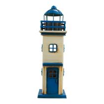 Farol Cofrinho Detalhes Azul 34x10.5x10.5cm Estilo Retrô Vintage Farol Cofrinho Detalhes Azul 34x10.5x10.5cm Estilo Retrô Vintage