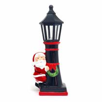 Farol com Papai Noel em Cerâmica Luminoso Decoração Natal 22cm - WINCY