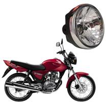 Farol Completo Cg Titan 150 KS/ES/ESD/ Fan 150 até 2008 Aro Cromado C/ Lampada Moto