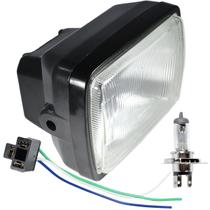 Farol completo CG125 Titan Today 1989 a 1999 aro preto lente de vidro com lâmpada bloco globo optico