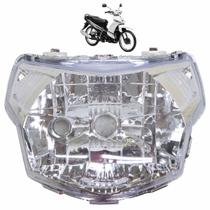 Farol Completo Crypton 115 2010 2011 2012 2013 2014 2015 2016 Máscara Cromada Cristal Lente Lisa Acrílico Encaixe M5