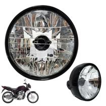 Farol Completo Da Moto Fan 125 2009 2010 2011 2012 2013 Com Aro Preto Metal