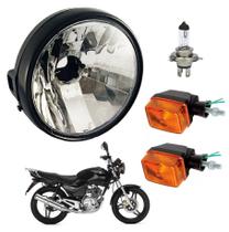 Farol Completo + Par Pisca Seta Lente Laranja Ybr 125 De 2002 Ate 2008