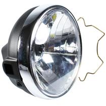 Farol completo YBR125 Factor 2009 a 2016 aro cromado bloco globo optico