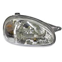 Farol Corsa 2000 a 2002 Classic 2001 a 2010 Direita Seta Ambar Carcaca Preta Refletor Facetado Lente Policarbonato H4