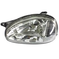 Farol Corsa 2000 a 2002 Classic 2001 a 2010 Esquerda Seta Cristal Carcaca Preta Refletor Bi Facetado Lente Vidro H4