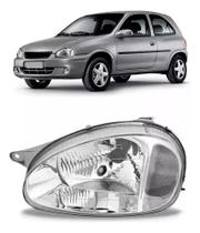 Farol Corsa 2001 A 2009 Carcaca Cinza Lado Esquerdo vidro