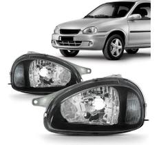Farol corsa 2001 cinza moldura preto esquerdo