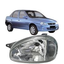 Farol corsa classic cromado 2003 até 2010 vidro esquerdo