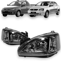 Farol corsa montana 2003 2004 a 2012 mascara negra esquerdo Farol corsa montana 2003 2004 a 2012 mascara negra esquerdo