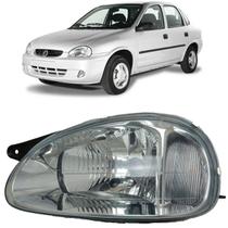 Farol corsa pickup sedan wagon 2000 até 2010 le carcaça preta moldura metalizada usa lâmpada
