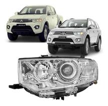 Farol Cromado Foco Duplo Pajero Dakar 2009 a 2015 Esquerdo
