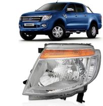 Farol Cromado Ford Ranger 2013 2014 2015 Esquerdo Farol Cromado Ford Ranger 2013 2014 2015 Esquerdo