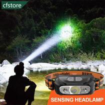 Farol De Cabeça Com Sensor Inteligente Para Exterior Bateria De Lítio Embutida Carregamento USB LED