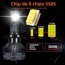 Farol de Carro LED H4 H7 H1 H8 H9 H11 - Alta Potência 300W 30000LM - 6000K 12V