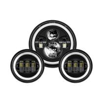 Farol De LED De 7 Polegadas Para Motocicleta Com Luz De Neblina Auxiliar De 4-1/2 Polegadas Para