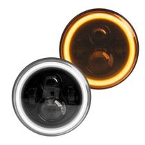 Farol De Led Redondo 7 Alto E Baixo 60W 17Cm Par