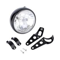 Farol de LED redondo para motocicleta, farol amarelo, suporte preto, universal, 7 em, 12V, H4, 35W Farol de LED redondo para motocicleta, farol amarelo, suporte preto, universal, 7 em, 12V, H4, 35W