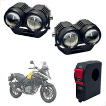 Farol de Milha Auxiliar Neblina Led 20w 12v + Botão On/ Off Usb DL 1000 V-Strom 2003 até 2009 Farol de Milha Auxiliar Neblina Led 20w 12v + Botão On/ Off Usb DL 1000 V-Strom 2003 até 2009