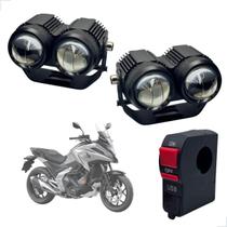 Farol de Milha Auxiliar Neblina Led 20w 12v + Botão On/ Off Usb Honda NC 750X 2012 até 2024 Farol de Milha Auxiliar Neblina Led 20w 12v + Botão On/ Off Usb Honda NC 750X 2012 até 2024