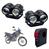Farol de Milha Auxiliar Neblina Led 20w 12v + Botão On/ Off Usb Honda XRE 190 2016 até 2024 Farol de Milha Auxiliar Neblina Led 20w 12v + Botão On/ Off Usb Honda XRE 190 2016 até 2024
